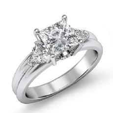 Classic Three Stone Bezel diamond Ring 14k Gold White