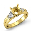 Diamond Engagement Three 3 Stone Trillion Round Setting Ring 18k Yellow Gold 0.6Ct - javda.com 