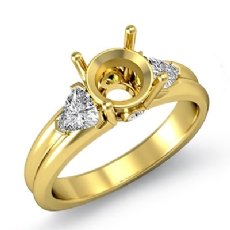 Diamond Engagement Three 3 Stone Trillion Round Setting Ring 14k Gold Yellow  (0.6Ct. tw.)