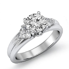 Three Stone Trillion Bezel diamond Ring 14k Gold White