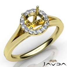 Diamond Engagement Round Semi Mount 18k Gold Yellow Halo Pave Setting Ring  (0.2Ct. tw.)