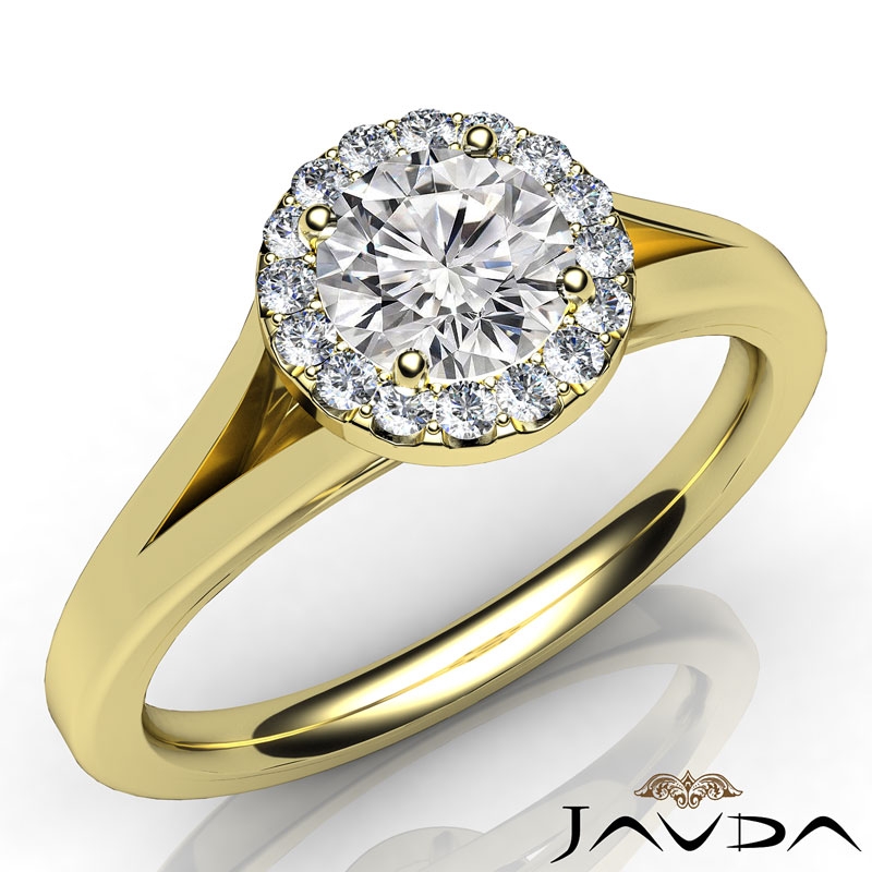 Cathedral Halo Split Shank diamond Ring 14k Gold Yellow