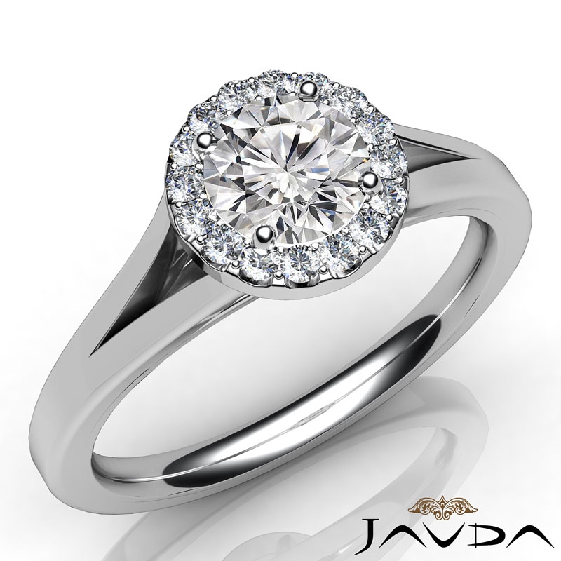 Cathedral Halo Split Shank diamond Ring 14k Gold White