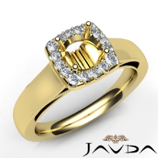 Round Diamond Engagement Halo Pave Setting Semi Mount Ring 18k Gold Yellow  (0.2Ct. tw.)