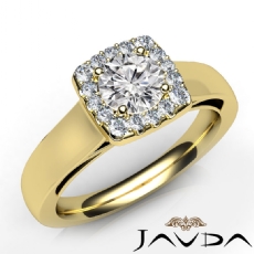 Wide Band Cathedral Halo Pave diamond Ring 18k Gold Yellow