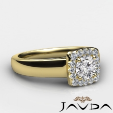 Wide Band Cathedral Halo Pave diamond Ring 14k Gold Yellow