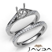 Pave Diamond Engagement Ring Round Semi Mount Bridal Set 14k White Gold 0.9Ct - javda.com 