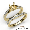 Pave Diamond Engagement Ring Round Semi Mount Bridal Set 14k Yellow Gold 0.9Ct - javda.com 
