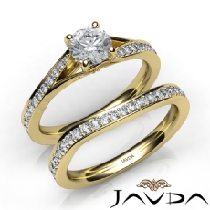Sidestone Pave Bridal Set diamond  14k Gold Yellow