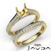 Round Pave Diamond Engagement Semi Mount Ring Bridal Sets 18k Yellow Gold 1.25Ct - javda.com 