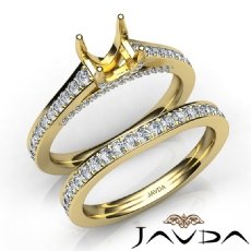 Round Pave Diamond Engagement Semi Mount Ring Bridal Sets 14k Gold Yellow  (1.25Ct. tw.)