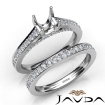 Round Pave Diamond Engagement Semi Mount Ring Bridal Sets Platinum 950 1.25Ct - javda.com 