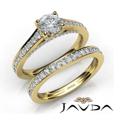 Pave Classic Bridal Set diamond Ring 14k Gold Yellow