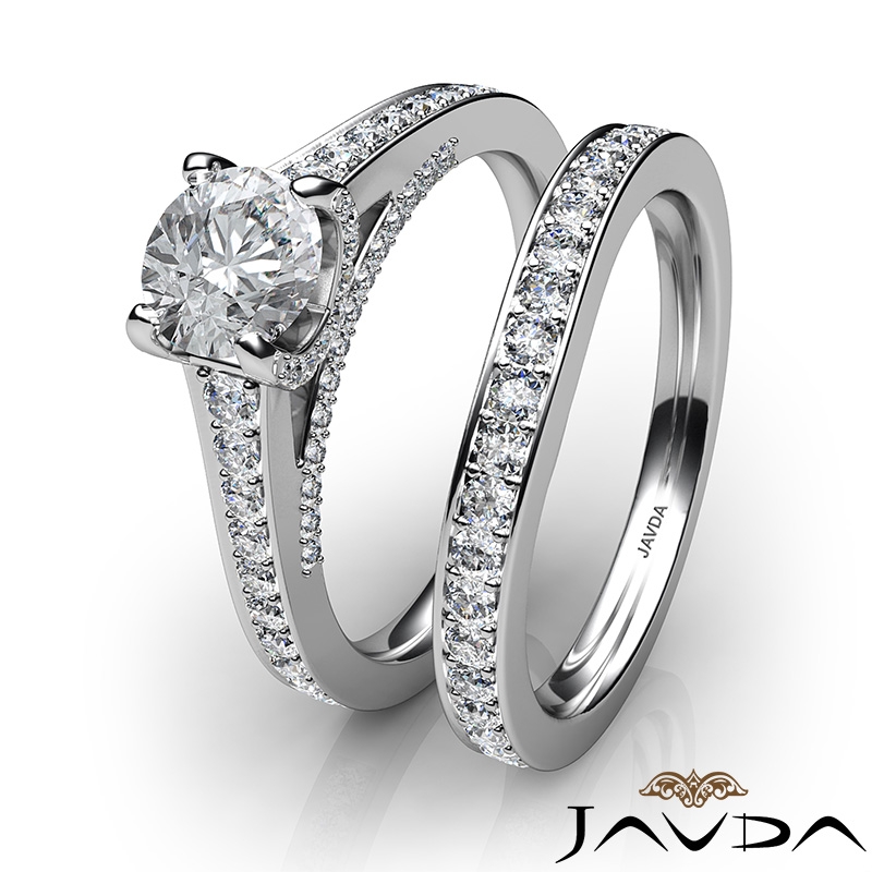 Pave Classic Bridal Set diamond Ring 14k Gold White