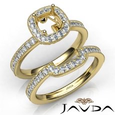 Diamond Engagement Ring Round Halo Pave Bridal Set 14k Gold Yellow Semi Mount  (1Ct. tw.)