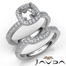 Diamond Engagement Ring Round Halo Pave Bridal Set 14K White Gold Semi Mount 1Ct