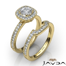 Milgrain Setting Halo Bridal diamond Ring 18k Gold Yellow