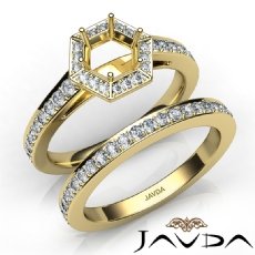 Round Pave Diamond Engagement Semi Mount Ring Bridal Sets 14k Gold Yellow  (1Ct. tw.)