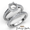 Round Pave Diamond Engagement Semi Mount Ring Bridal Sets 14k White Gold 1Ct - javda.com 