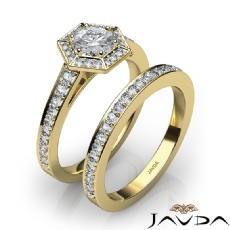 Hexagon Halo Bridal Set diamond Ring 18k Gold Yellow