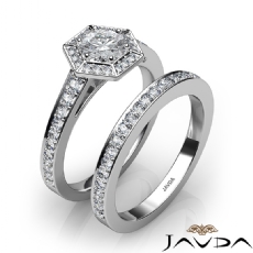 Hexagon Halo Bridal Set diamond Ring 14k Gold White