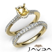 Pave Diamond Engagement Ring Oval Semi Mount Bridal Set 14k Yellow Gold 1.65Ct - javda.com 