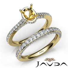 Pave Diamond Engagement Ring Oval Semi Mount Bridal Set 14k Gold Yellow  (1.65Ct. tw.)
