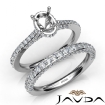 Pave Diamond Engagement Ring Oval Semi Mount Bridal Set 14k White Gold 1.65Ct - javda.com 