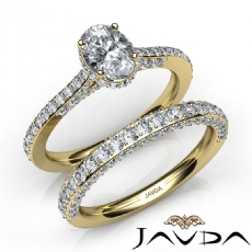 Crown Halo Pave Bridal Set diamond Ring 14k Gold Yellow