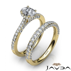 Crown Halo Pave Bridal Set diamond  14k Gold Yellow