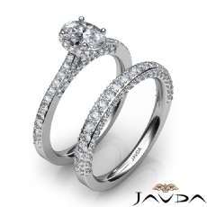 Crown Halo Pave Bridal Set diamond  14k Gold White
