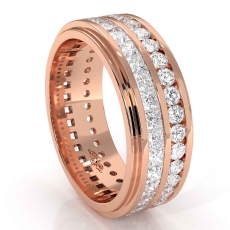 Channel Set Princess Diamond Men's Eternity Wedding Band 14k Rose Gold  (4Ct. tw.)