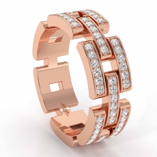 Chain Link Micro Pave Men's Diamond Eternity Wedding Band 14k Rose Gold 1.3Ct (1.3Ct. tw.)