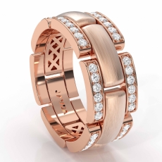 Micro Pave Chain Link Men's Diamond Eternity Wedding Band 14k Rose Gold  (0.75Ct. tw.)