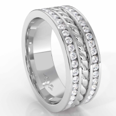 Rope Design Channel Men's Diamond Eternity Wedding Band 14k Gold White  (1.75Ct. tw.)