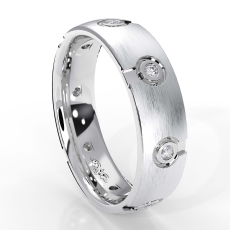 Bezel Set Diamond Matte Eternity Men's Wedding Band 14k White Gold 0.10 Ct.