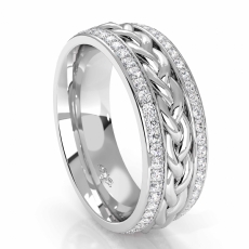 Braided Diamond Eternity Men's Wedding Band in 14k White Gold 0.57 Ct