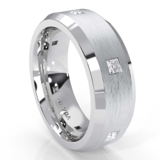 Matte Bevel Edge Men's Diamond Eternity Wedding Band 14k White Gold 0.50 Ct