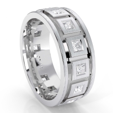 Box Style Men's Matte Finish Diamond Eternity Wedding Band 14k White Gold 1.40Ct