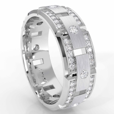 Round Diamond Wedding Eternity Band Men's Matt Finish Ring 14k White Gold 1.00Ct.