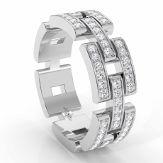 Chain Link Micro Pave Men's Diamond Eternity Wedding Band 14k White Gold 1.3Ct
