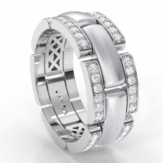 Micro Pave Chain Link Men's Diamond Eternity Wedding Band 14k Gold White  (0.75Ct. tw.)