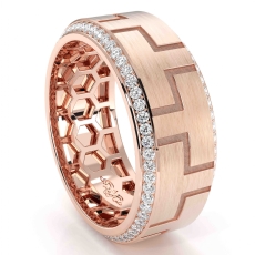 Carved Design Diamond Eternity Men's Wedding Band 14k Rose Gold  (0.9Ct. tw.)