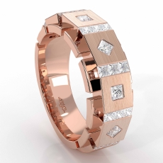 Square & kite Princess Diamond Men's Wedding Band 14k Rose Gold (1Ct. tw.)