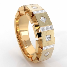 Square & kite Princess Diamond Men's Wedding Band 14k Gold Yellow (1Ct. tw.)