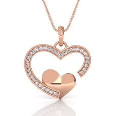 Lab Grown Diamond Open Heart Love Pendant Solid 18k Rose Gold Jewelry  (0.24Ct. tw.)