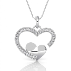 Lab Grown Diamond Open Heart Love Pendant Solid 14K White Gold Jewelry 0.24 ctw.