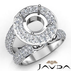 Round Shape Diamond Antique Semi Mount Engagement Ring Halo Setting 14K White Gold 2.25Ct