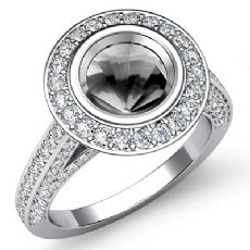 Diamond Engagement Ring Round Semi Mount Bezel 14k White Gold 1.7Ctw