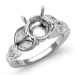 1Ct Marquise Diamond Engagement Bezel Setting Ring 18k White Gold Round Semi Mount - javda.com 